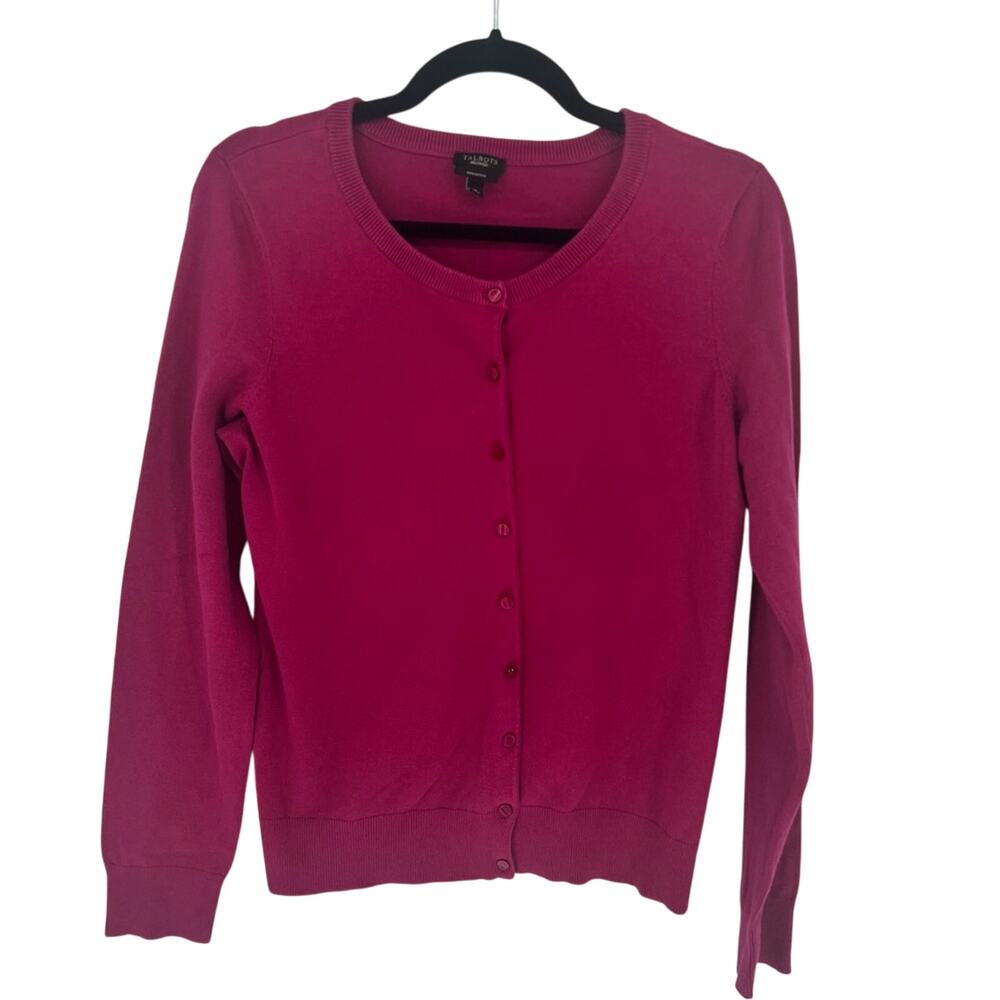 Talbots Raspberry Pink Pima Cotton Cardigan Medium
